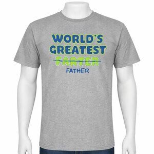 Funny Dad T Shirt Worlds Greatest Father Strikeout Farter Gray Graphic Mens Sz M